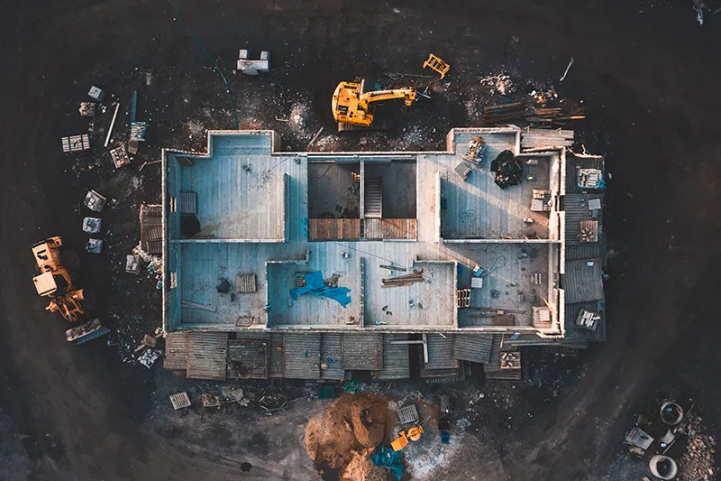  Luchtfoto van een bouwplaats